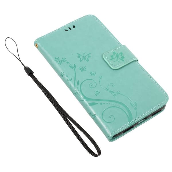 Huawei Honor 8 Lite fjäril läderfodral - Cyan Grön