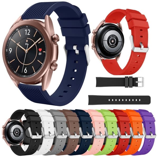 Samsung Galaxy Watch 3 (41mm) pinstriped silikone rem - sort Black