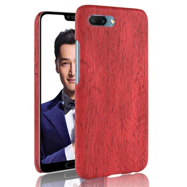 Huawei Honor 10 mobilskal plast syntetläder trätextur - Röd Röd