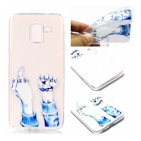 Samsung Galaxy J6 (2018) mobilskal TPU mönster mjuk - Förolämpande gest Blå