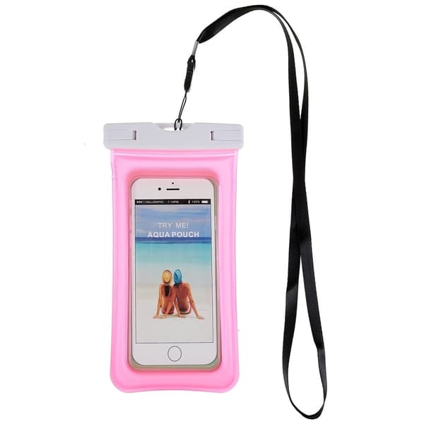 Universal waterproof bag with lanyard for 6-inch smartphone - Rose Pink