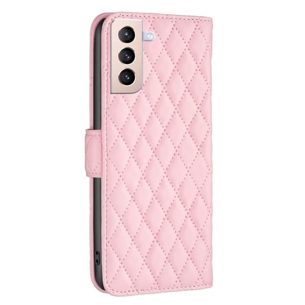 Matt Samsung Galaxy S21 Plus 5G fodral med rombmönster - Rosa Rosa