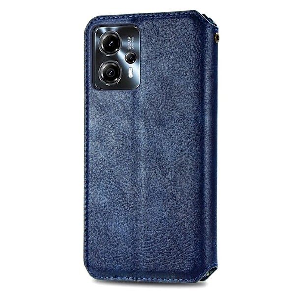 Læder Etui med A Stilfuldt Rhombus Tryk til Motorola Moto G23 / G13 - Blå Blue