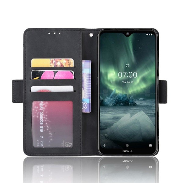 Stilfuldt Læder Etui med Pung til Nokia 7.2 / 6.2 - Sort Black