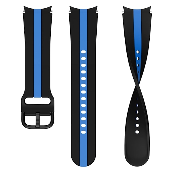 Klockarmband i silikon med cool linjeform för Samsung Galaxy Watch 4 - Svart / Blå Svart