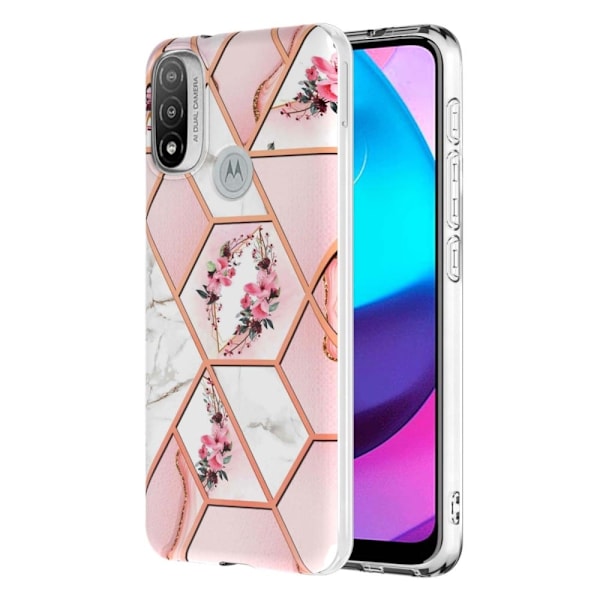 Marble Motorola Moto E30 / E40 / E20 Etui - Rosa Blomster Pink