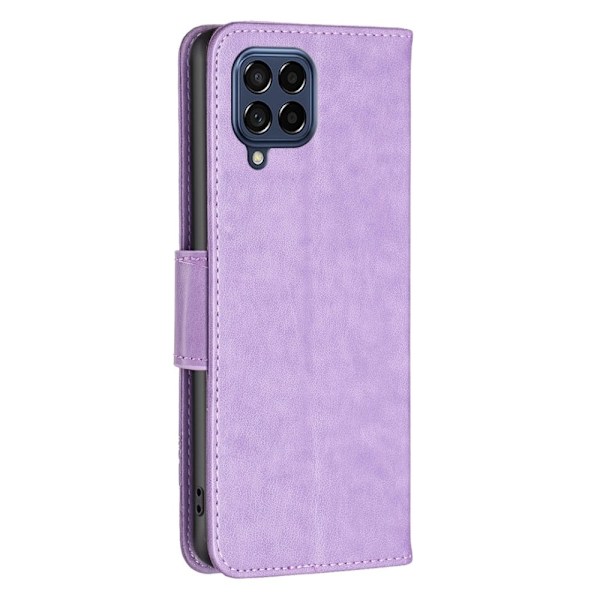 Butterfly Samsung Galaxy M53 5G nahkakotelo - Violetti Purple
