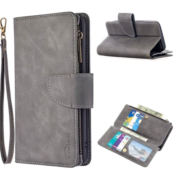 Premium Wallet iPhone 12 Mini etui - Sølv/Grå Silver grey