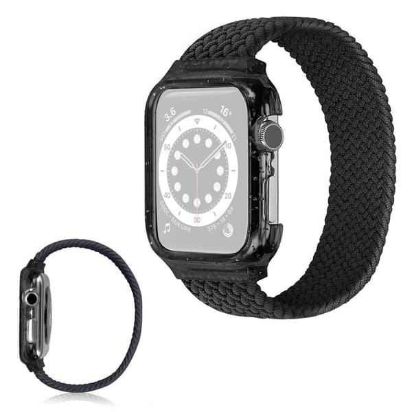Apple Watch Series 6 / 5 40mm single wrap ribbon rem - sort / Størrelse: S Black