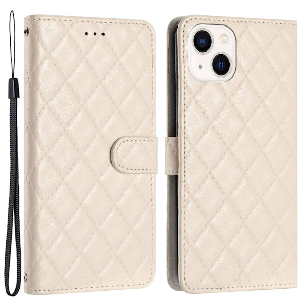 Funksjonelt rombe lommebokdeksel for iPhone 14 Plus - Hvit White