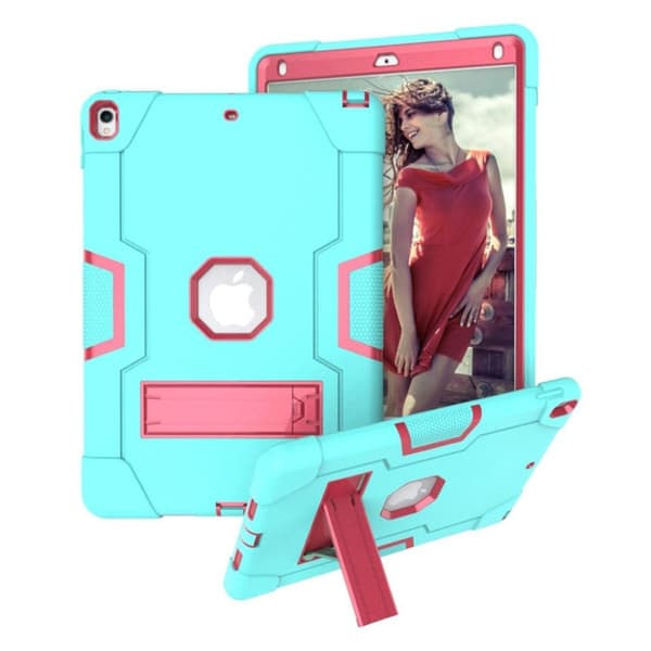 iPad Air (2019) stötsäkert hybridfodral - Cyan / Ros Grön