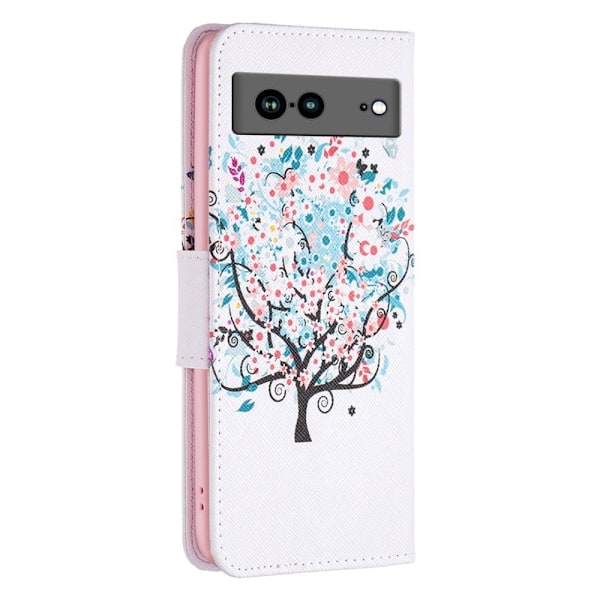 Wonderland Google Pixel 7a Flip Etui - Blomst Træ Multicolor