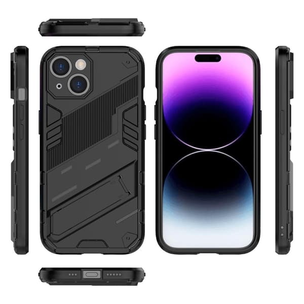 Stødsikker Hybrid Cover med A Moderne Touch til iPhone 15 - Sort Black