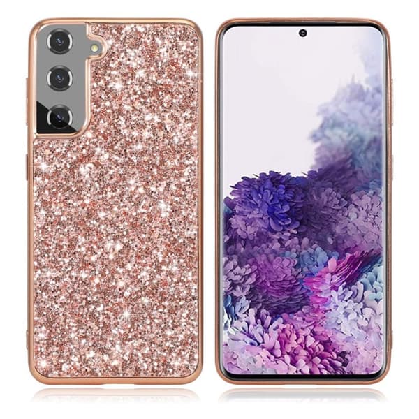 Glitter Samsung Galaxy S21 Plus Etui - Rose Gull Pink