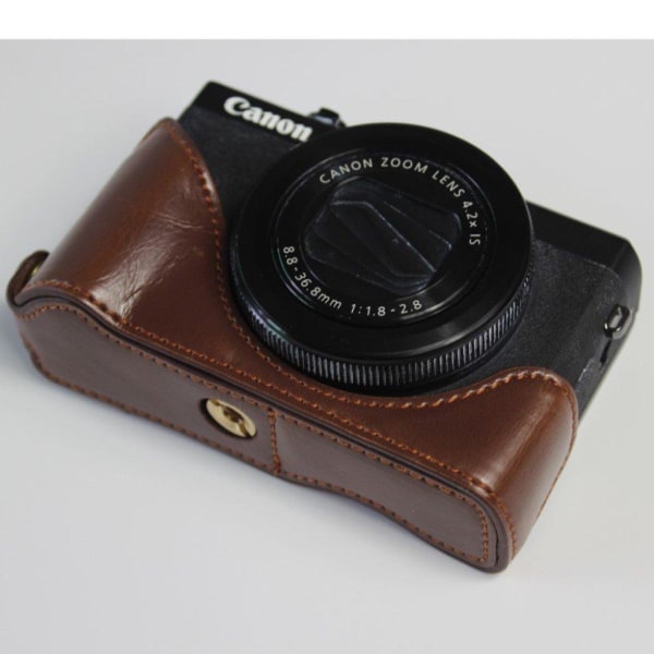 Canon PowerShot G7 X Mark II holdbart læder etui - Kaffe Brown