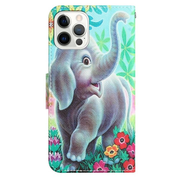 Wonderland iPhone 14 Pro Max Läppäkotelo - Elephant Multicolor