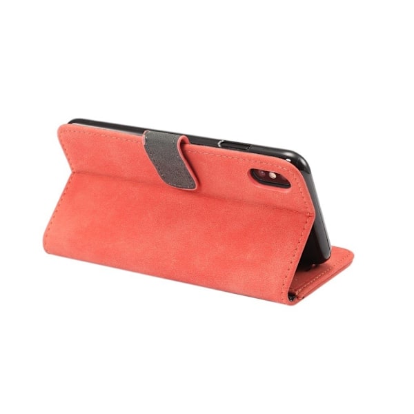 IPhone 9 mobilfodral syntetläder silikon stående plånbok retro - Röd Röd