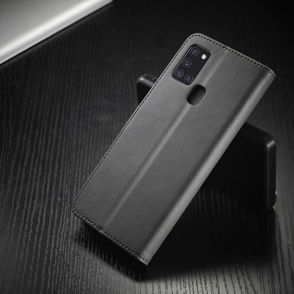 LC.Imeeke läder Samsung Galaxy A21s fodral - Silver/Grå Silvergrå