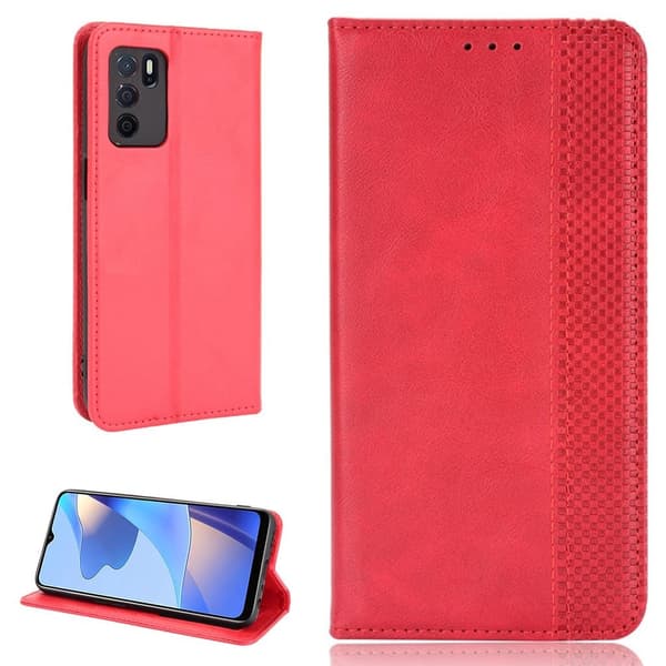 Bofink Vintage Oppo A16 Læder Etui - Rød Red