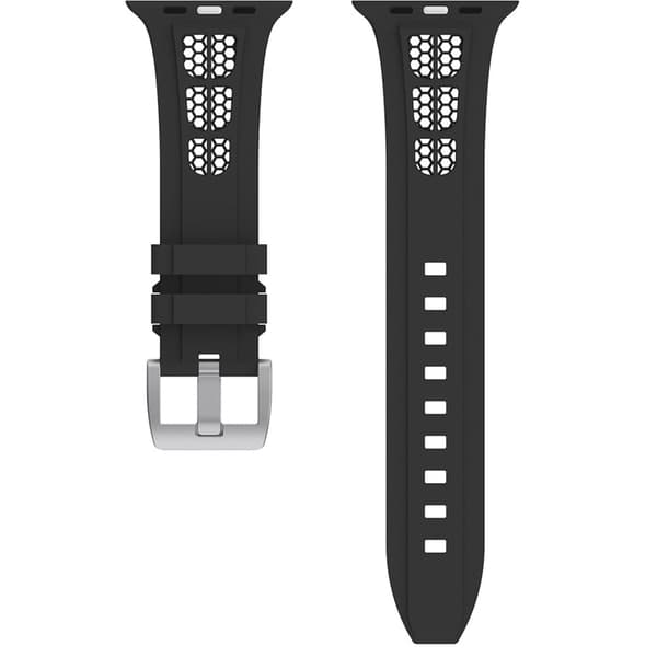 Urrem Apple Watch Series 49mm - 45mm - 44mm - 42mm Silikonerem - Sort Black