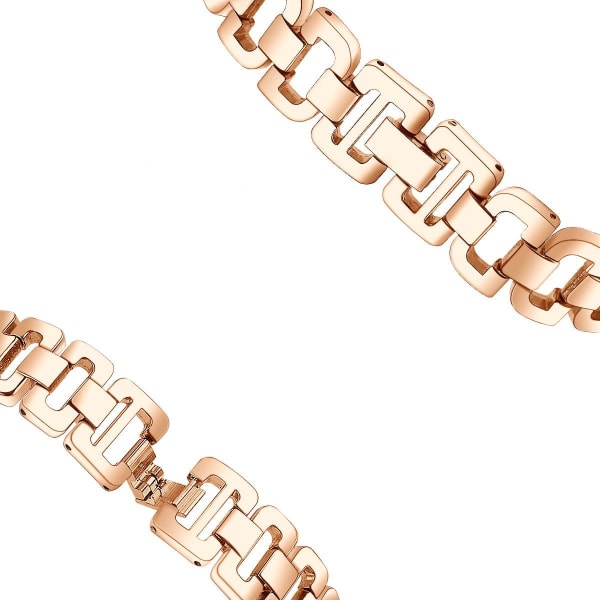 20mm Universal rhinestone D-chain urrem i rustfrit stål - Rødguld Pink