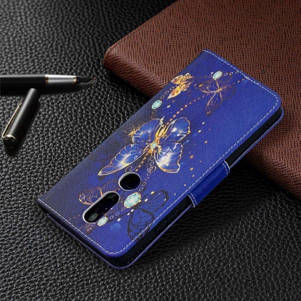 wonderland Nokia 2.4 flip etui - Dark blå sommerfugl Blue