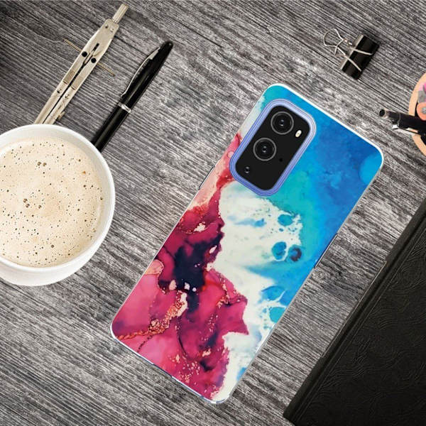Marble design OnePlus 9 Pro kotelot - Punainen Roiske Ja Sininen Multicolor