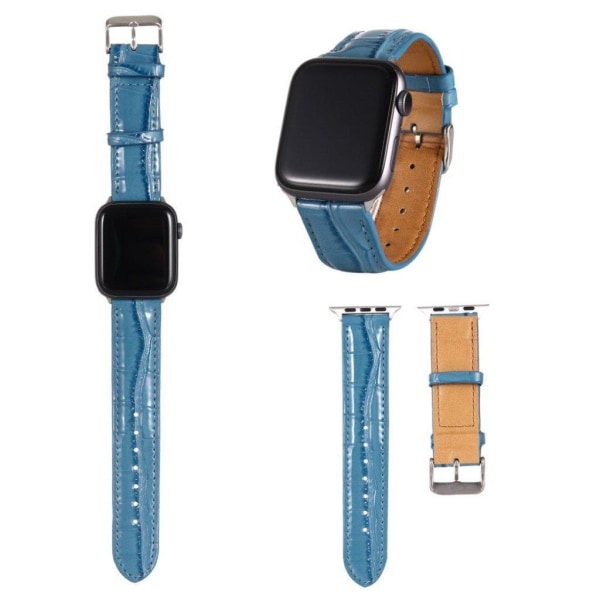 Apple Watch Series 5 / 4 44mm læderetui med krokodillemønster - Blue