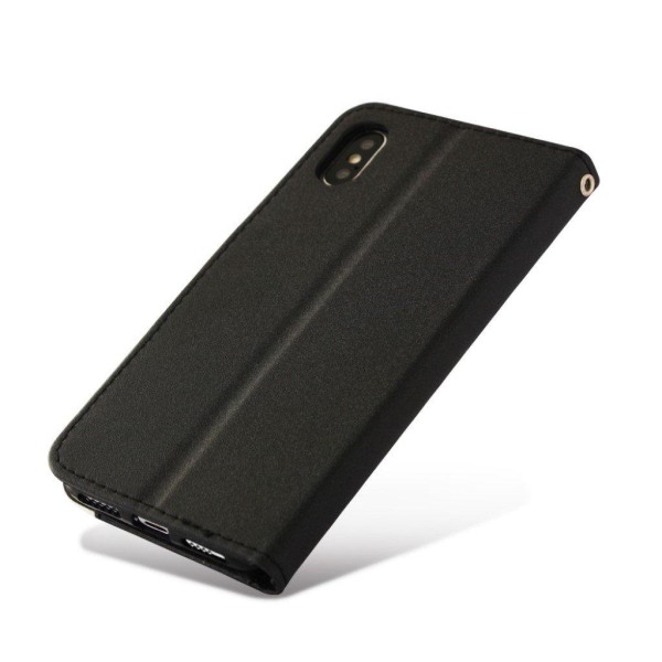 iPhone 9 Plus mobilfodral syntetläder silikon stående plånbok - Svart och vit multifärg