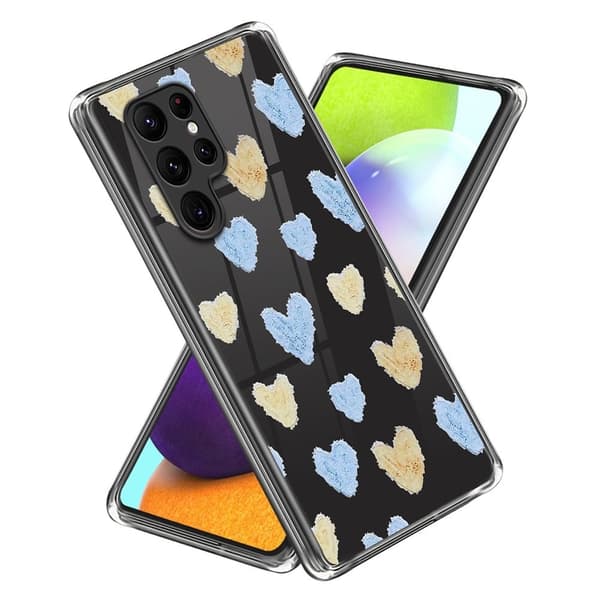 Deco Samsung Galaxy S23 Ultra Etui - Gul / Blue Love Blue