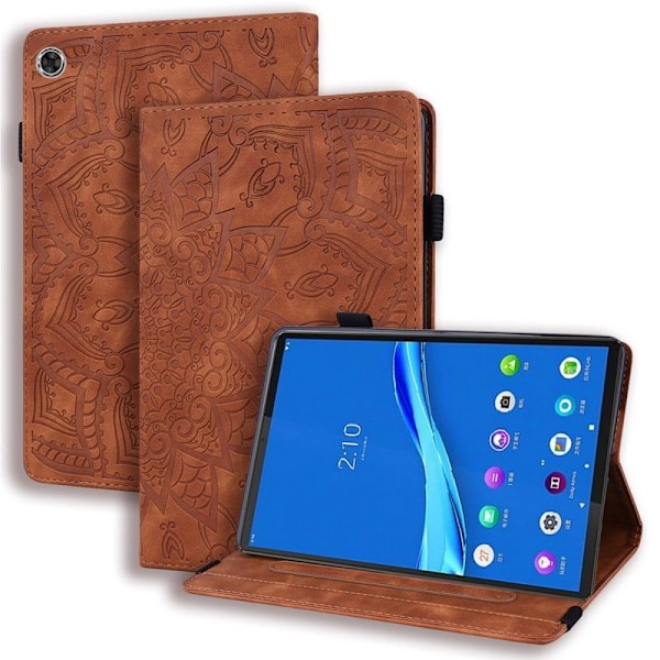 Lenovo Tab M10 Plus (Gen 3) læderetui med blomstermønster - Brun Brown