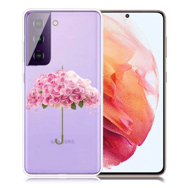Deco Samsung Galaxy S21 Etui - Rose Paraply Pink