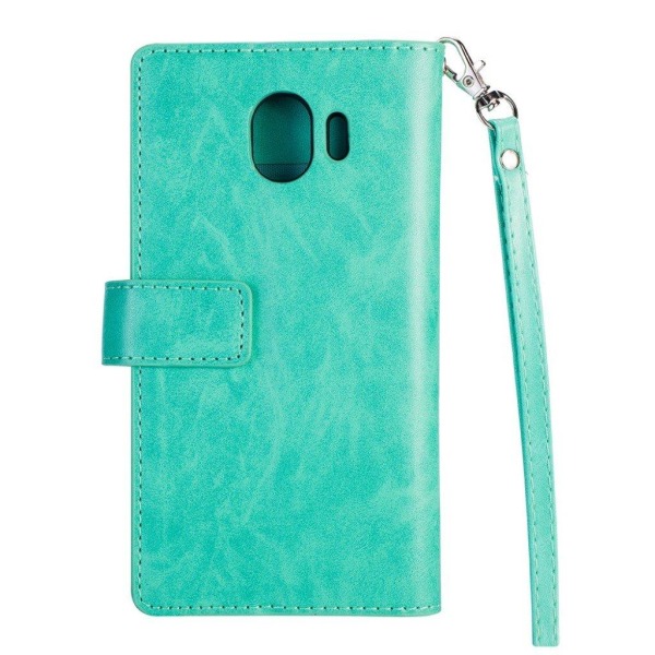 Zipper läder Samsung Galaxy J4 (2018) fodral med plånbok - Grön Grön