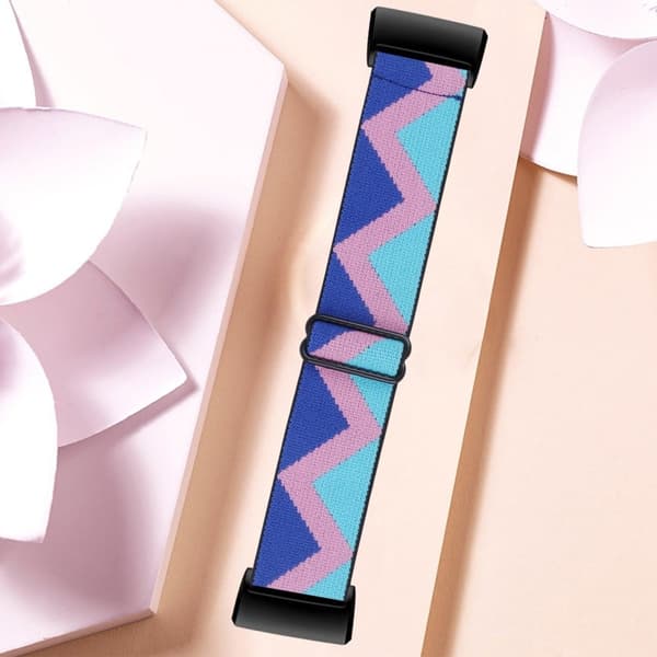 Fitbit Charge 4 / 3 elastisk nylonrem med mönster - Blå / Rosa / Rosa multifärg