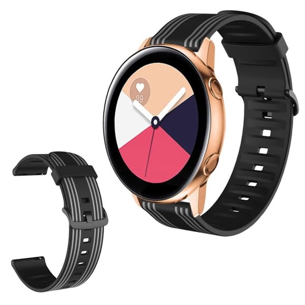 20 mm Twill-farvet urrem til Amazfit- og Huawei-ure - Sort / Grå Black