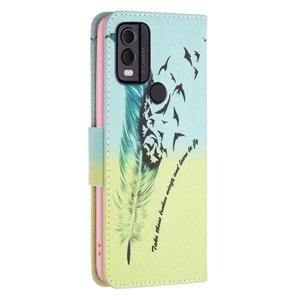 Wonderland Nokia C22 Flip Etui - Fjer Green
