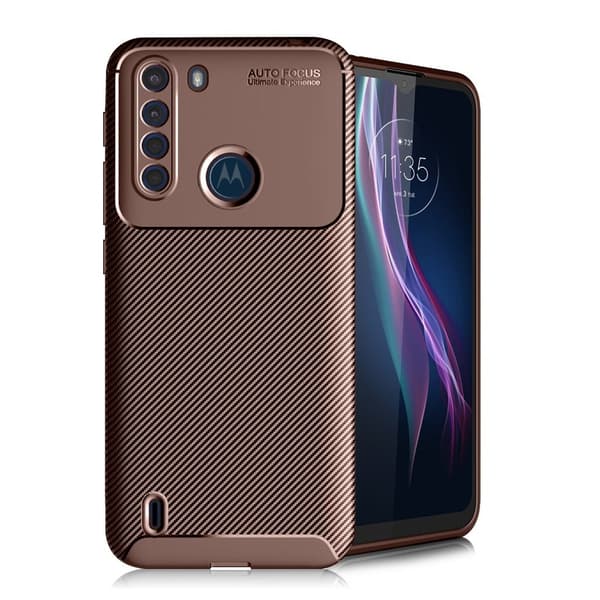 Carbon Shield Motorola One Fusion skal - Brun Brun
