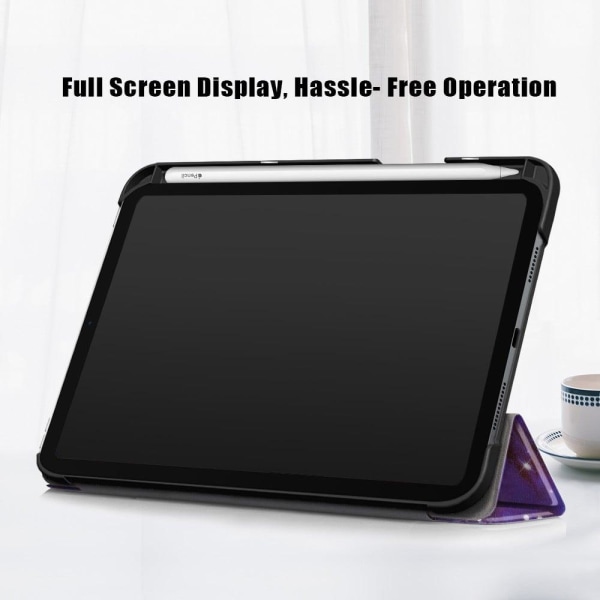 iPad Mini 6 (2021) tri-fold pattern PU leather flip case - Galax multifärg