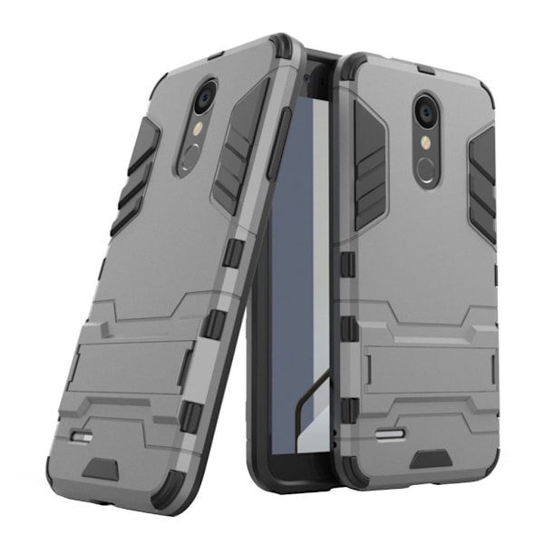 LG K8 (2018) mobilskal plast silikon utfällbart ben - Grå Silvergrå