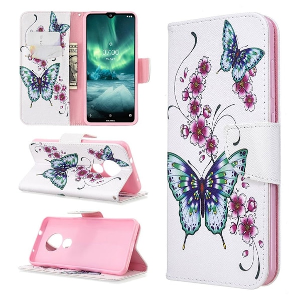 Wonderland Nokia 7.2 / 6.2 flip kotelot - Vihreä perhonen Multicolor
