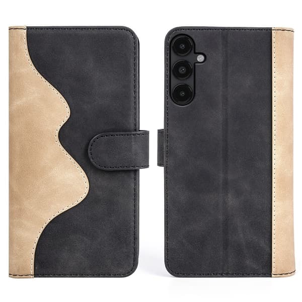 To-farvet Samsung Galaxy M14 læderetui - Sort Black