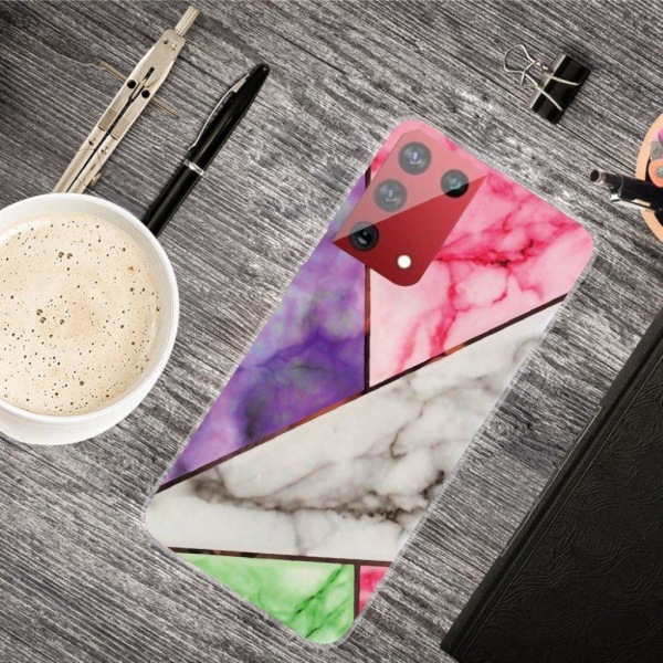 Marble Samsung Galaxy S21 Ultra Etui - Lilla / Rose / Hvid / Grøn Multicolor