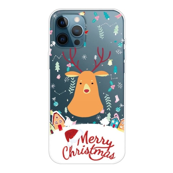iPhone 14 Pro Max julemønstertryk mobil cover ridsefast, slankt og fleksibelt etui - Julehjort Multicolor