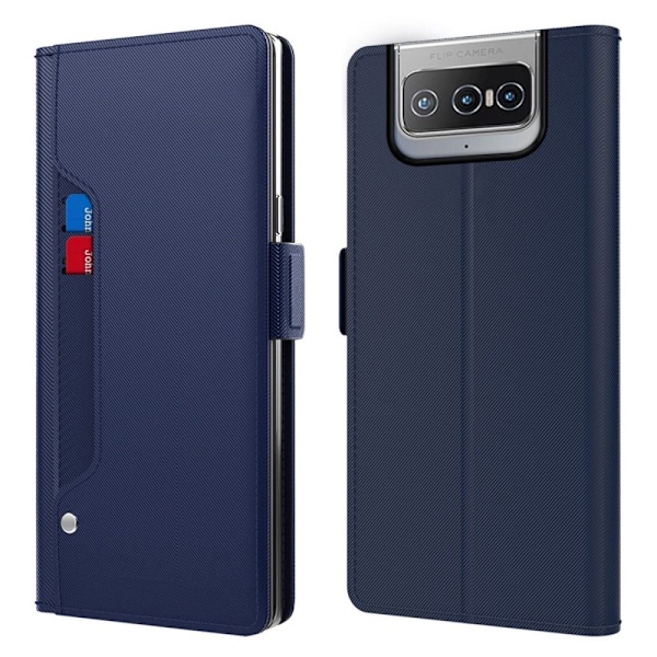 Phone Suojakotelo With Make-up Mirror And Slick Design For ASUS Zenfone 8 Flip - Sininen Blue