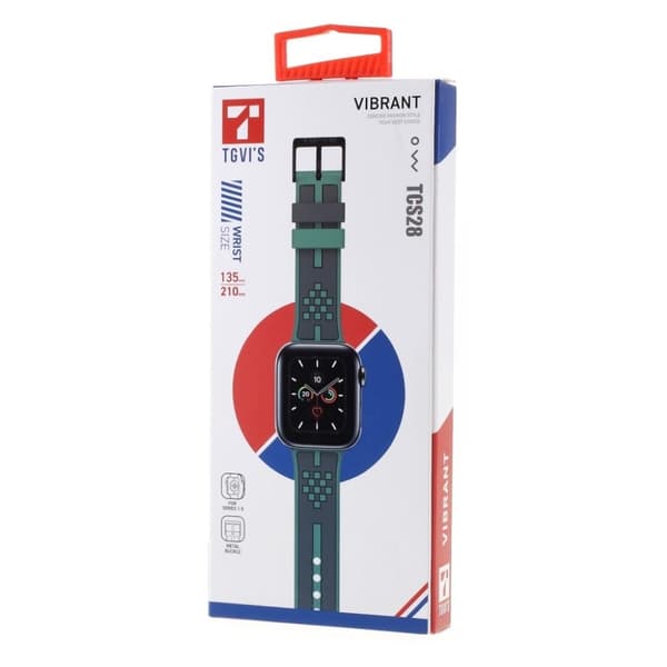 Apple Watch 42mm - 44mm TGVI'S silikone-urrem - Sortliggrøn Green