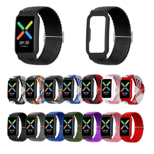 Oppo Watch Free elastiskt klockarmband i nylon - Mörkblå / Svart Blå