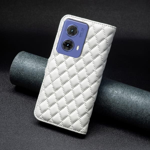 Rombemønster, matt flip-deksel for Motorola Moto G85 - Hvit White