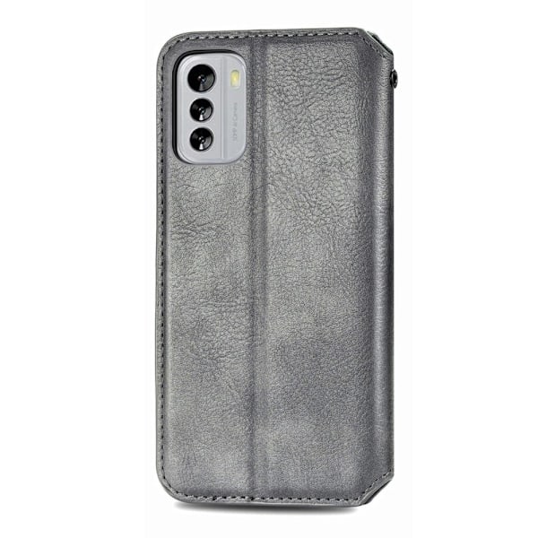 Læder Etui med A Stilfuldt Rhombus Tryk til Nokia G60 - Grå Silver grey