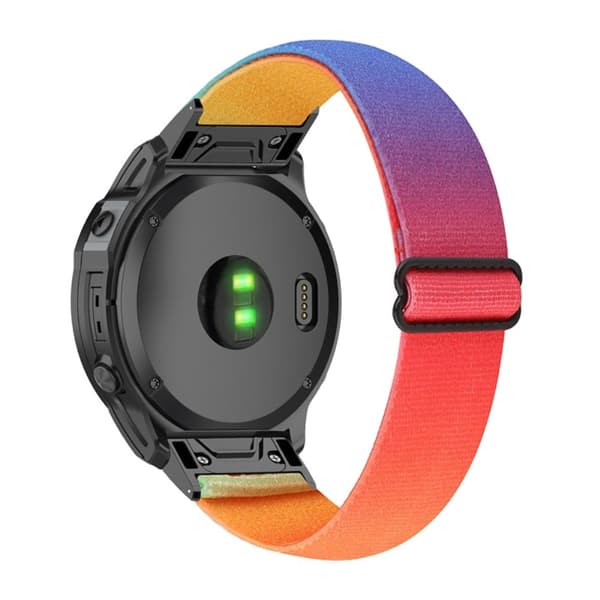 26 mm elastisk nylon-urrem til Garmin- og Coros-ure med værktøj - Regnbue Multicolor