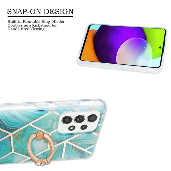 Marble Patterned Suojakuori With Ring Holder For Samsung Galaxy A52s 5G / A52 5g - Sininen Blue